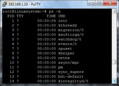 List linux processes using ps command